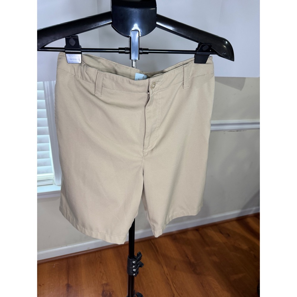 Flag & Anthem Mens Khaki Tan Flat Front Performance Golf Shorts Size 32